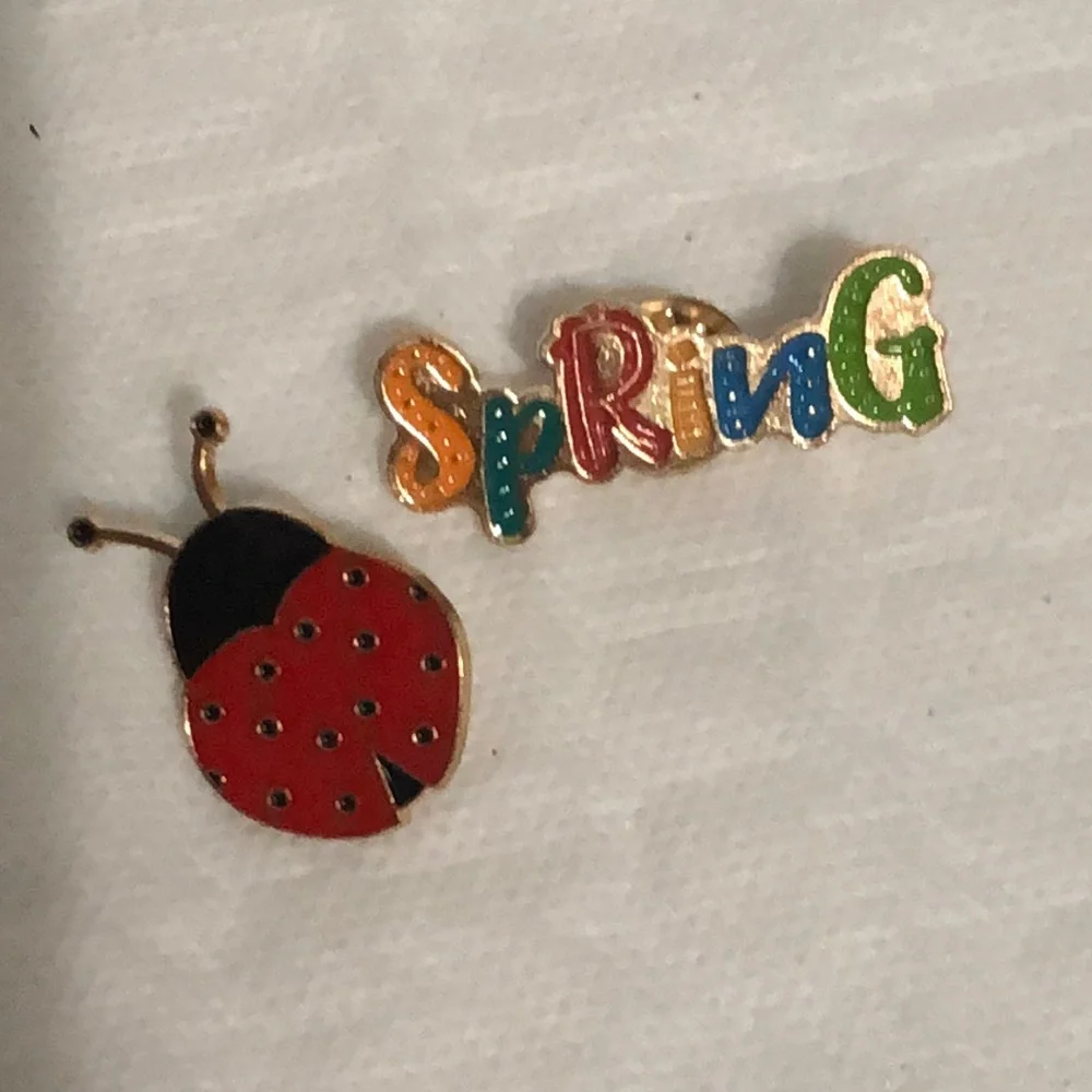 Spring Ladybug Enamel Pin Set